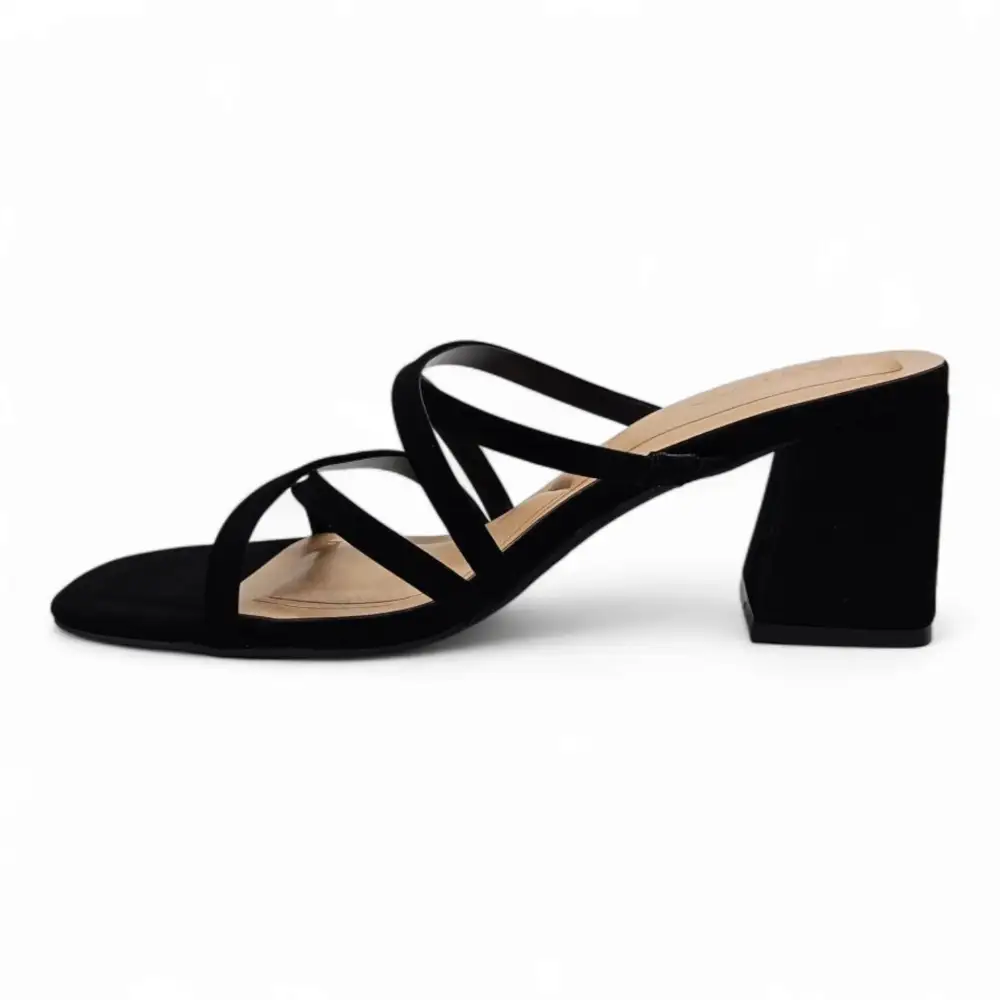 Queena Crisscross Strap Block Heel