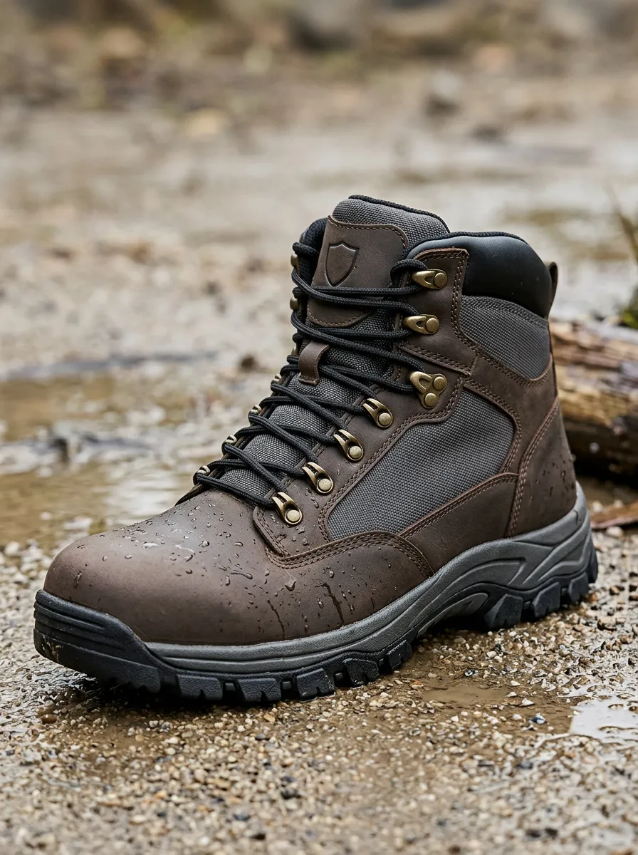 Unisex Outdoor Hiking Waterproof Brown Leather Work Boots