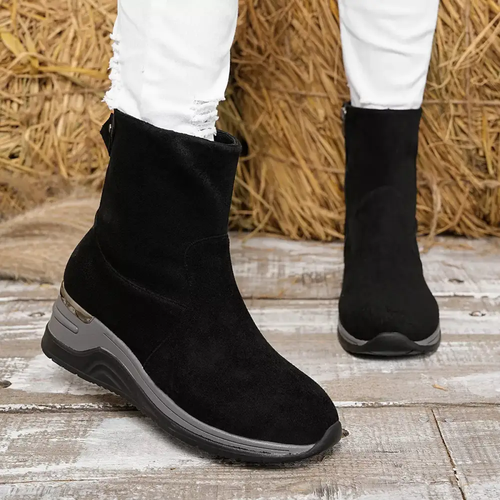 Suede Ankle Boots with Wedge Heel