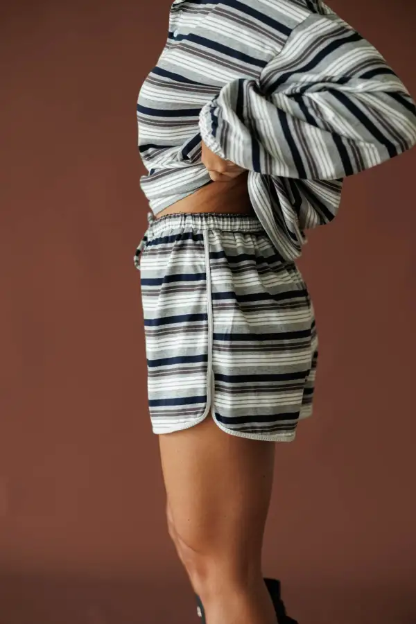 Easygoing Cotton Striped Casual Shorts