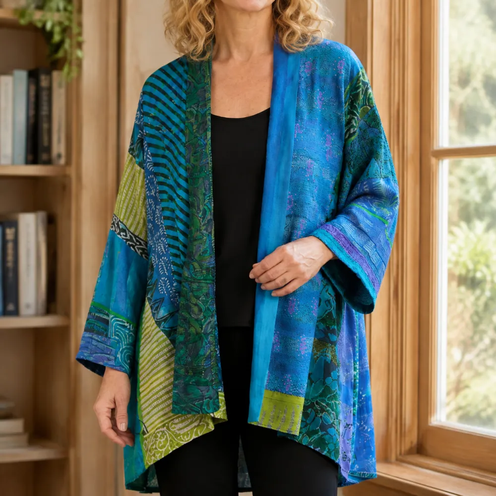 Patchwork Open-Front Cardigan