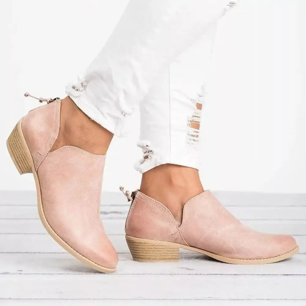 Point Toe Block Heels Boots