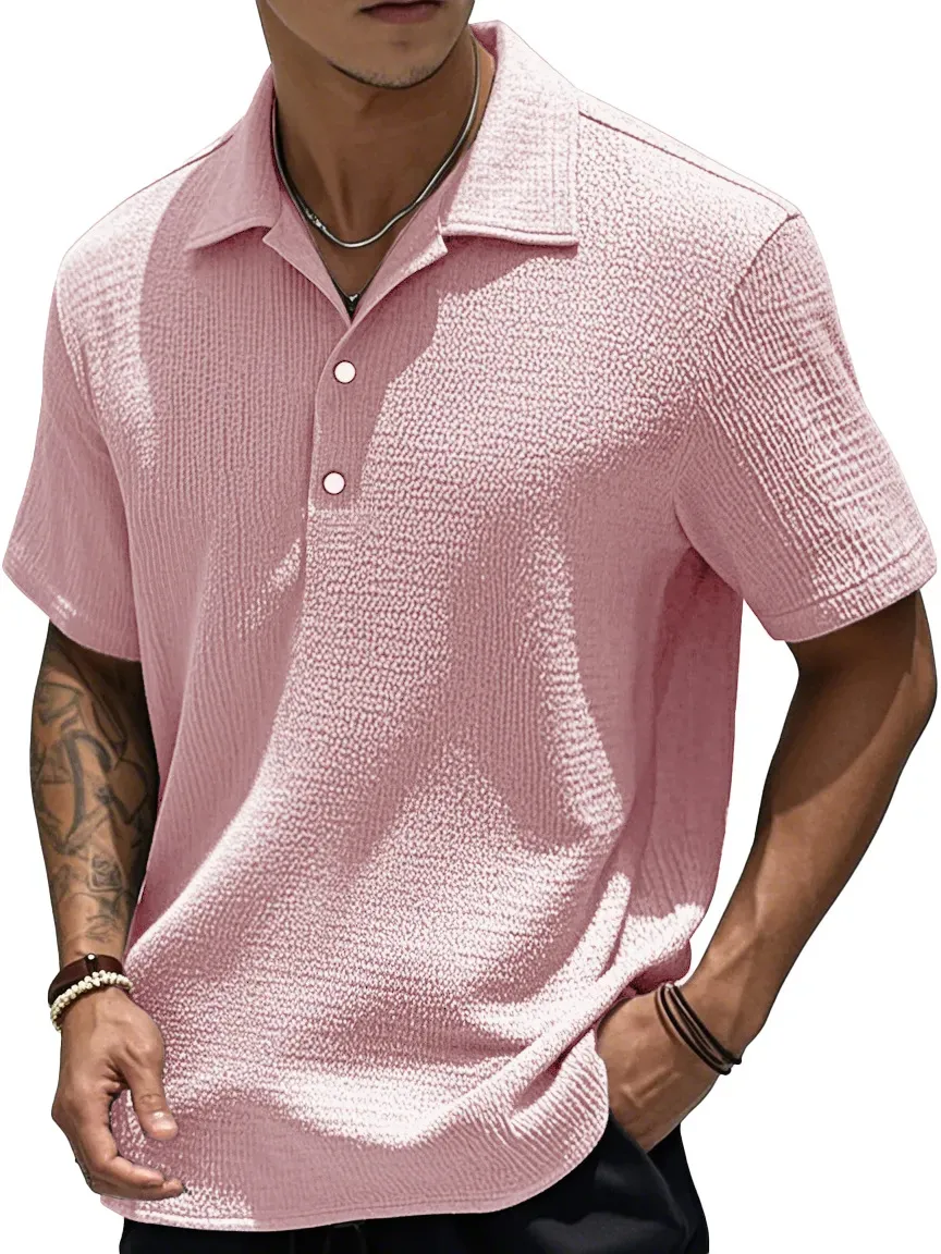 Textured Short Sleeve Button Front Shirt