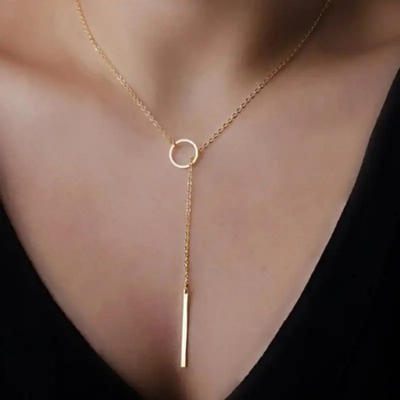 Minimalist Geometric Crystal Acrylic Pendant Necklace