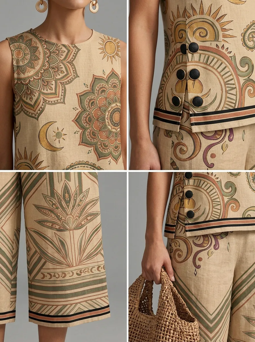 Women's Bohemian Mandala Paisley Printed Sleeveless Set