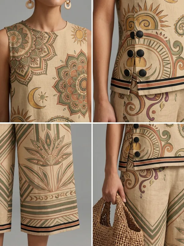 Women's Bohemian Mandala Paisley Printed Sleeveless Set