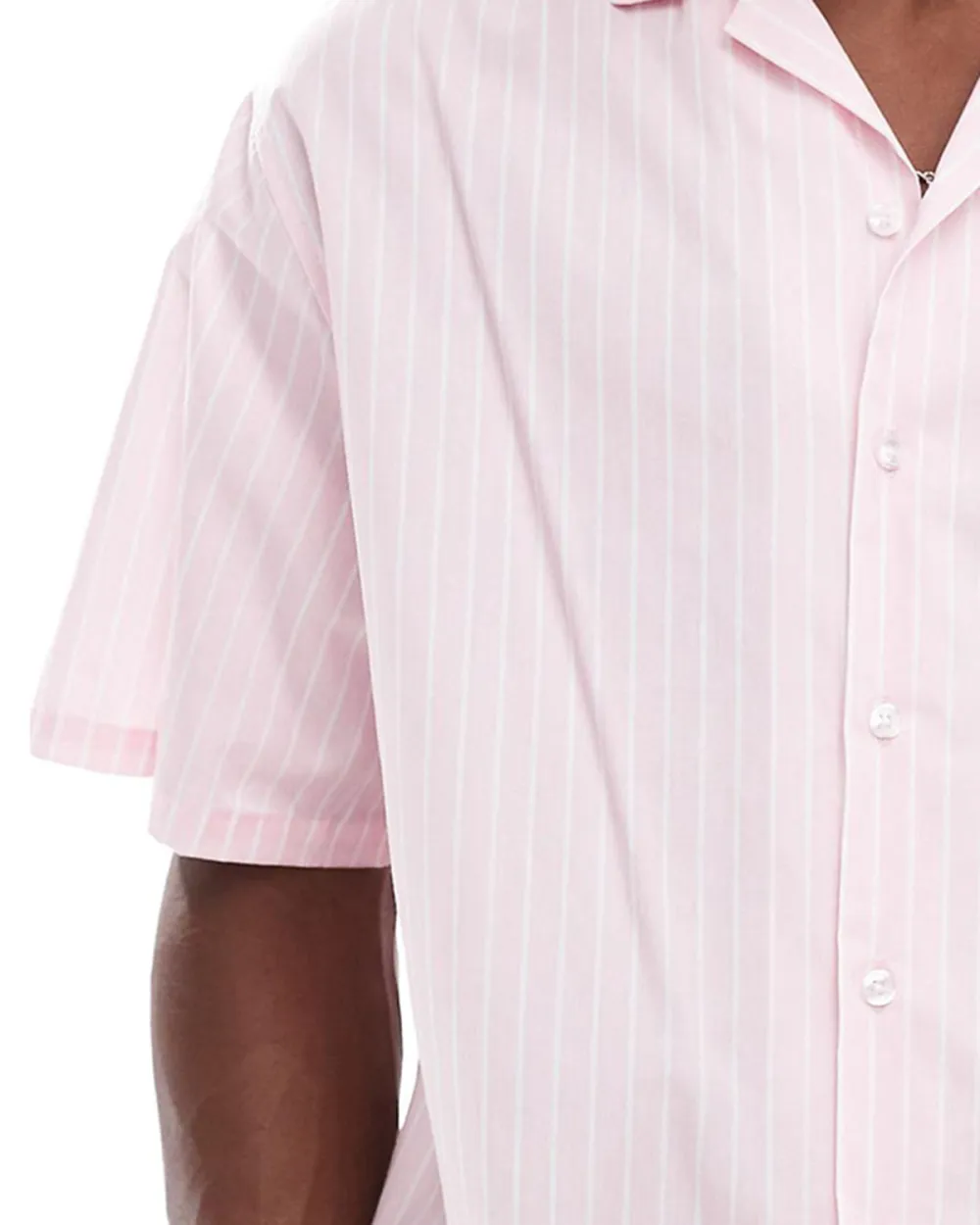 Oversized Boxy Shirt In Pink Pinstripe
