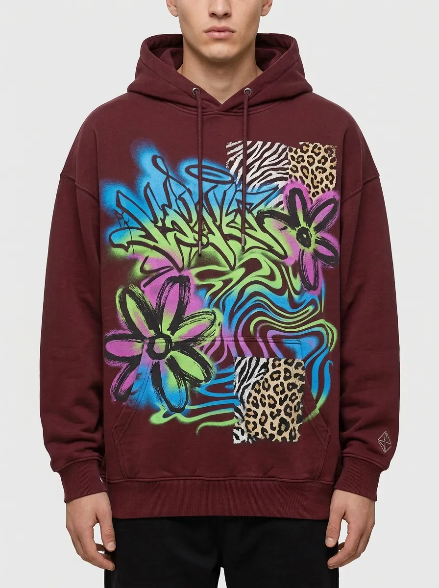 Unisex Streetwear Graffiti Flower Animal Print Graphic Graphic Hoodie