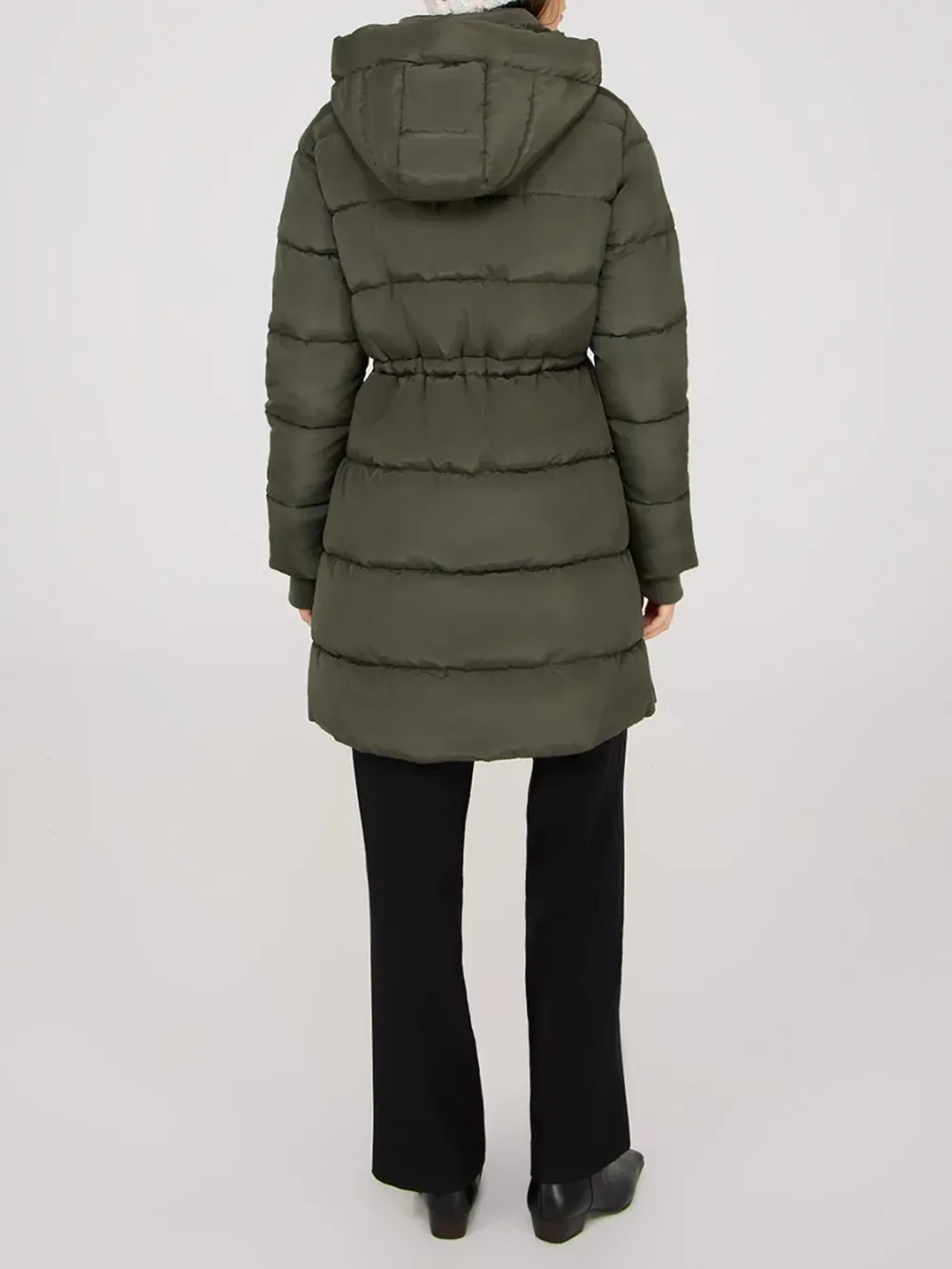 Drawstring Waist Puffer Coat