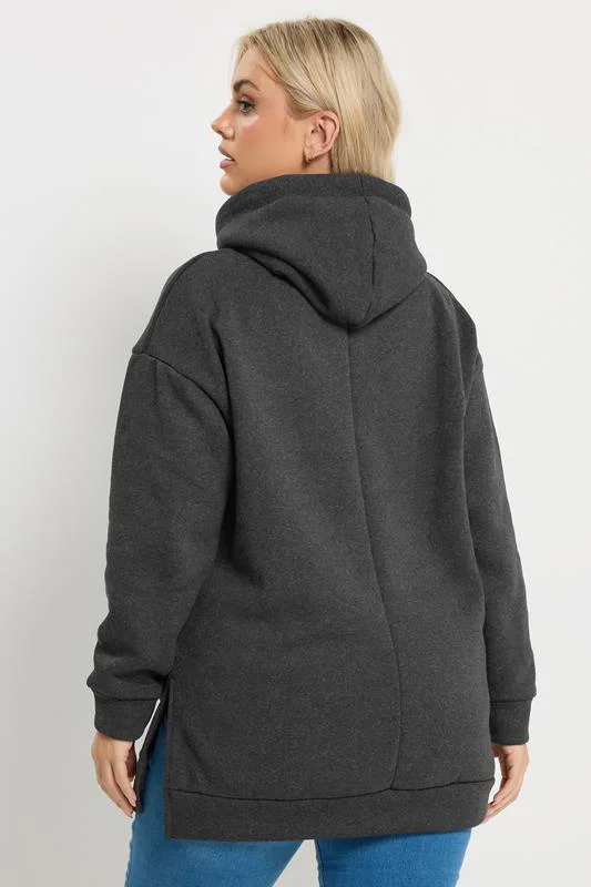Grey Seam Detail Drawstring Hoodie detail 2