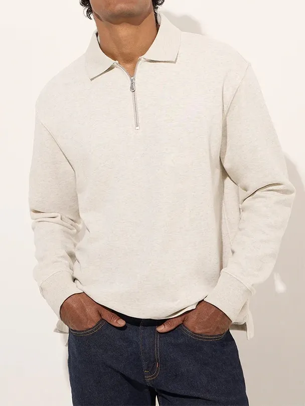 Casual Style Relaxed-Fit Cotton-Blend Sweatshirt