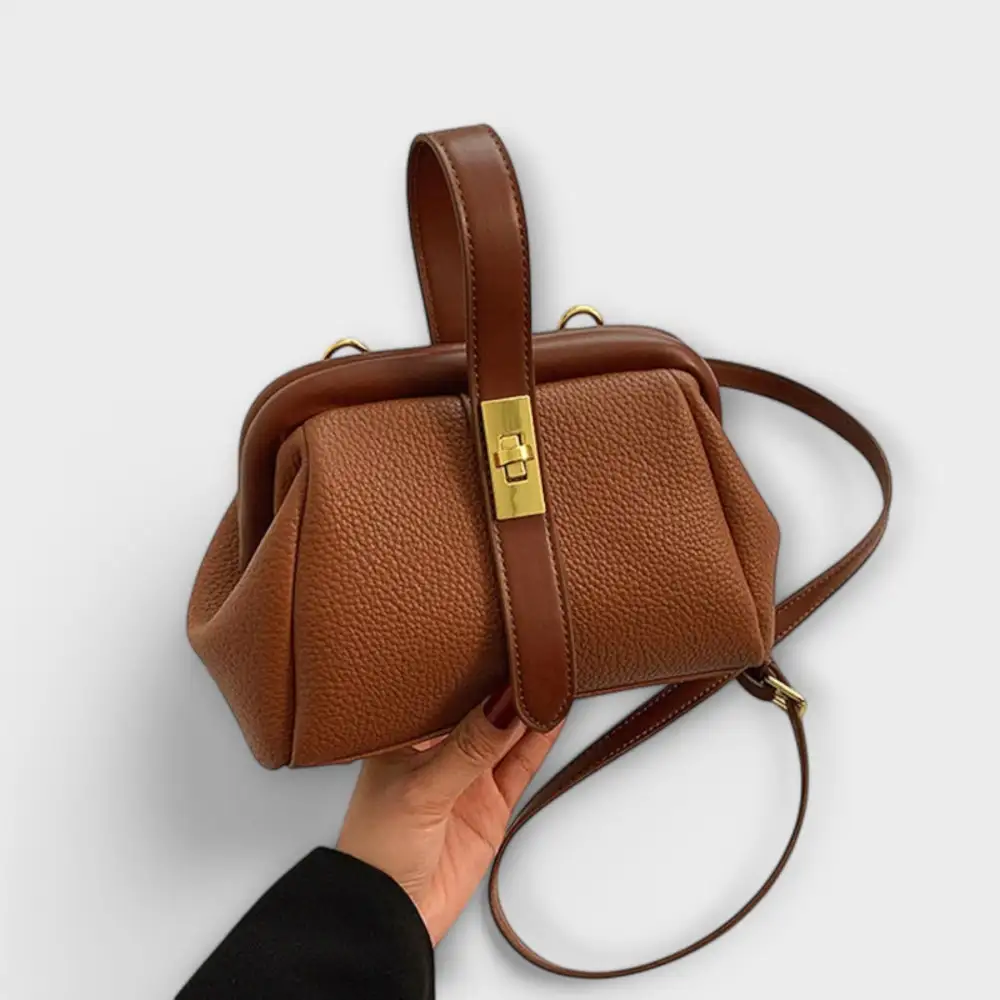 Structured Open Top Leather Handbag