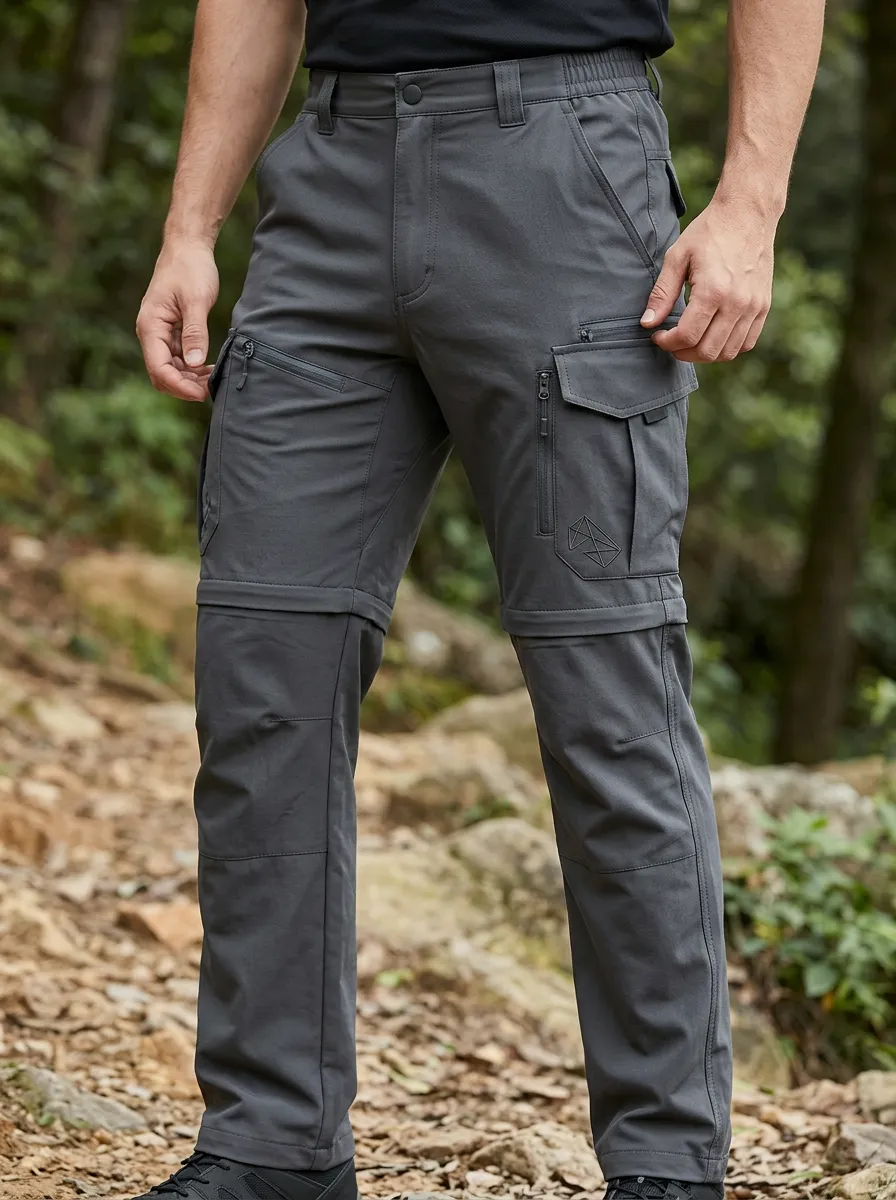 Men's Outdoor Hiking Geometric Logo Printed Cargo Pants