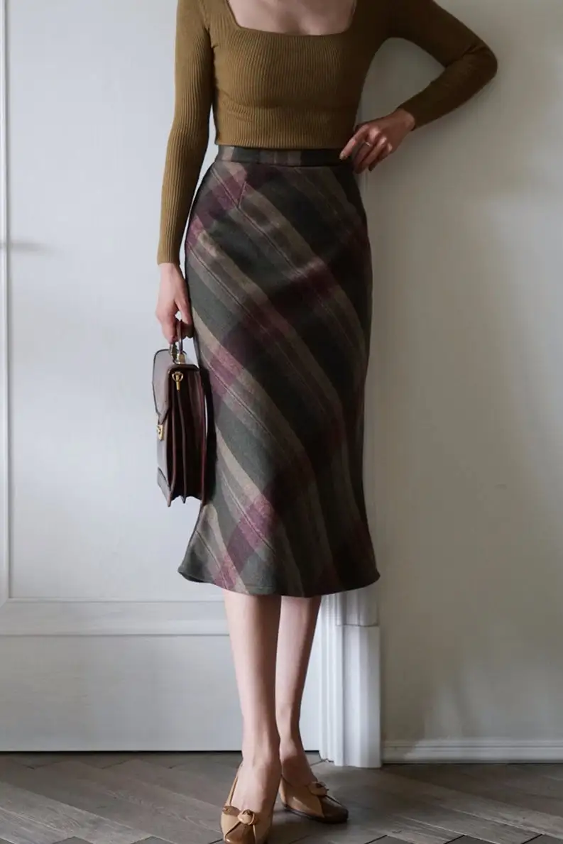 Minimal Comfort Everyday Casual Plaid Skirt