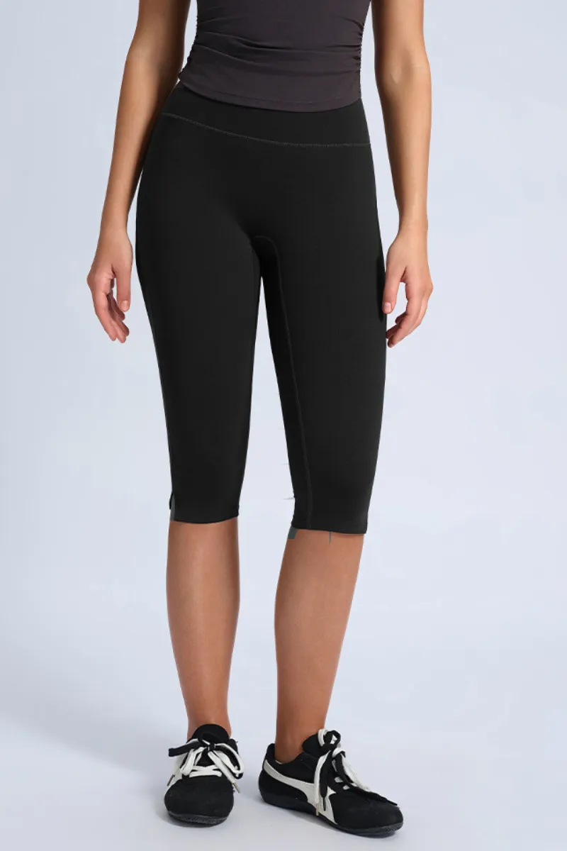 High-Waist Side-Slit Sculpting Capri Leggings