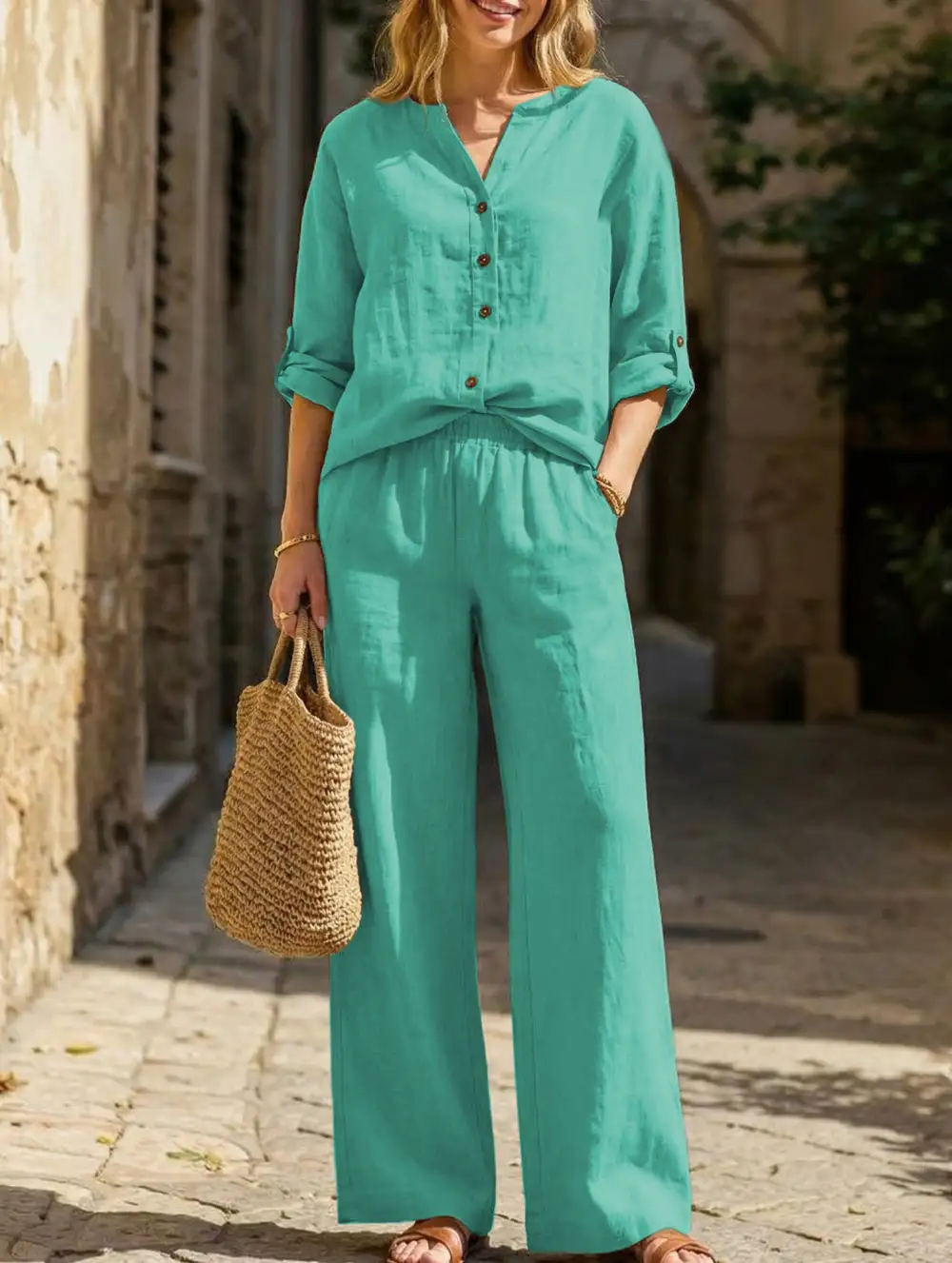 Wide-Leg Pants Set