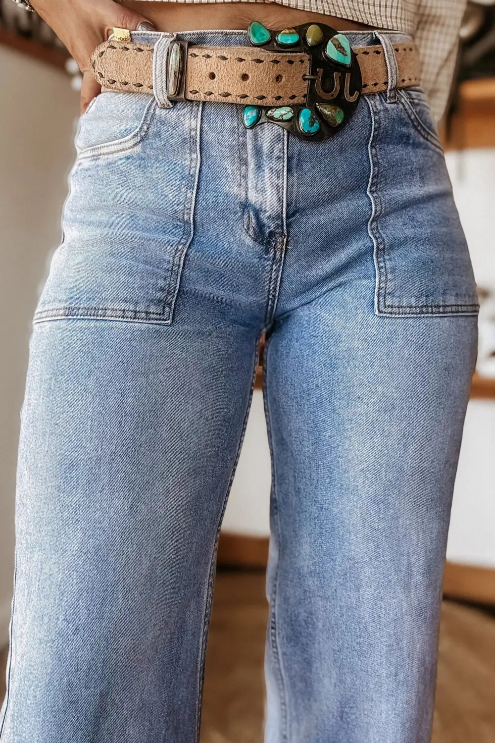 Women's Turn-up Cuffs Loose Jeans