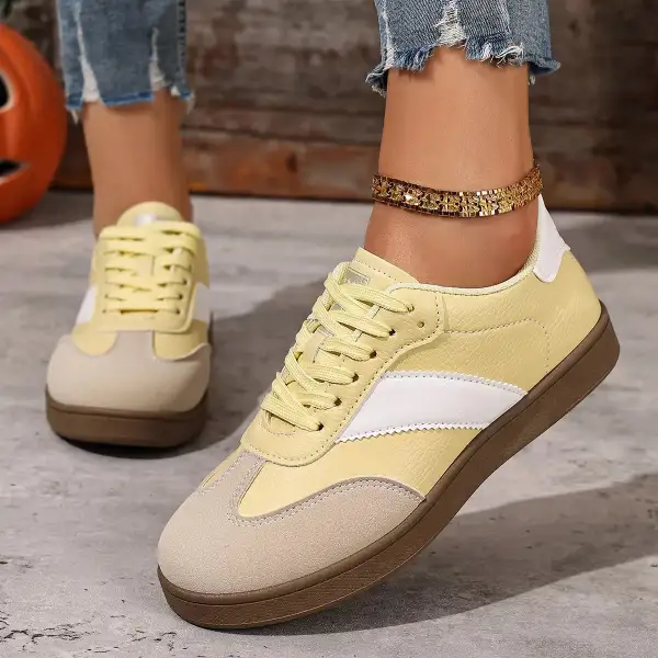 Modern Round Toe Lace-Up Sneakers