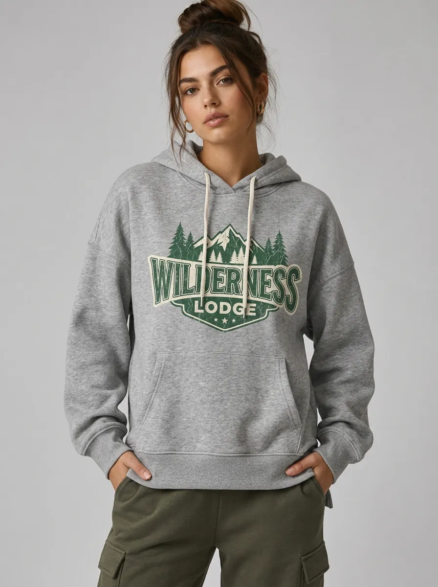 Women's Nature Lover Wilderness Lodge Mountain Printed Hoodie