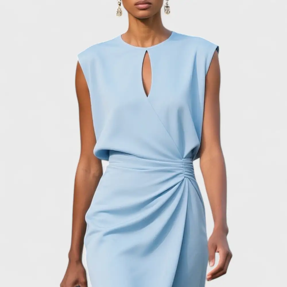  Draped Waist Midi Dress