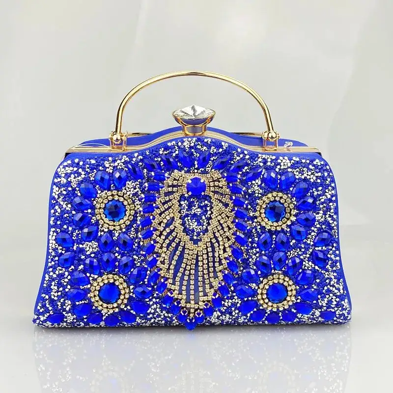Royal Blue Crystal Evening Statement Clutch