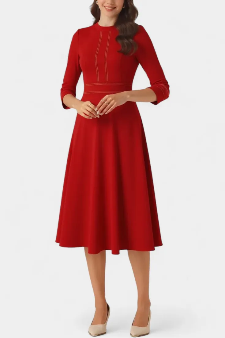 Round-Neck Midi Dress