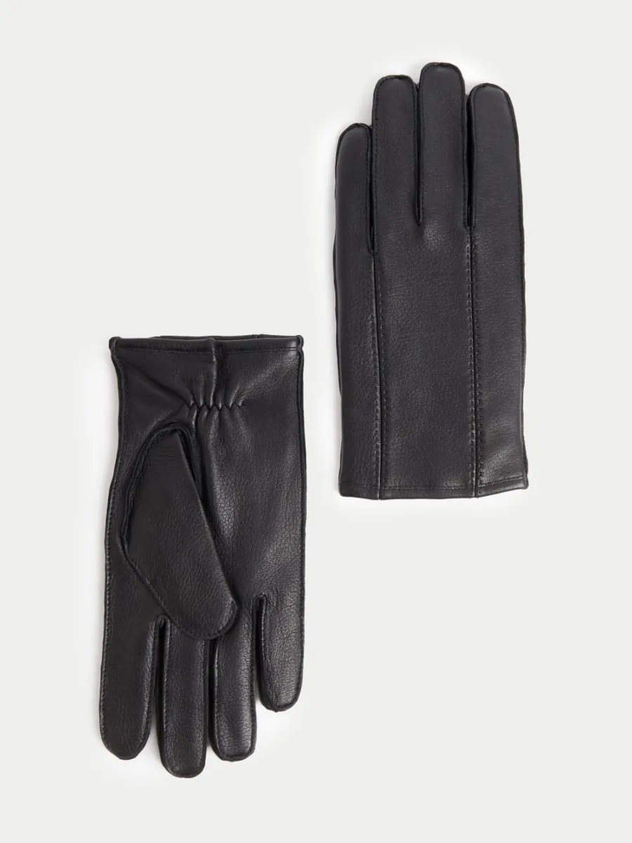 Sleek Black Leather Gloves