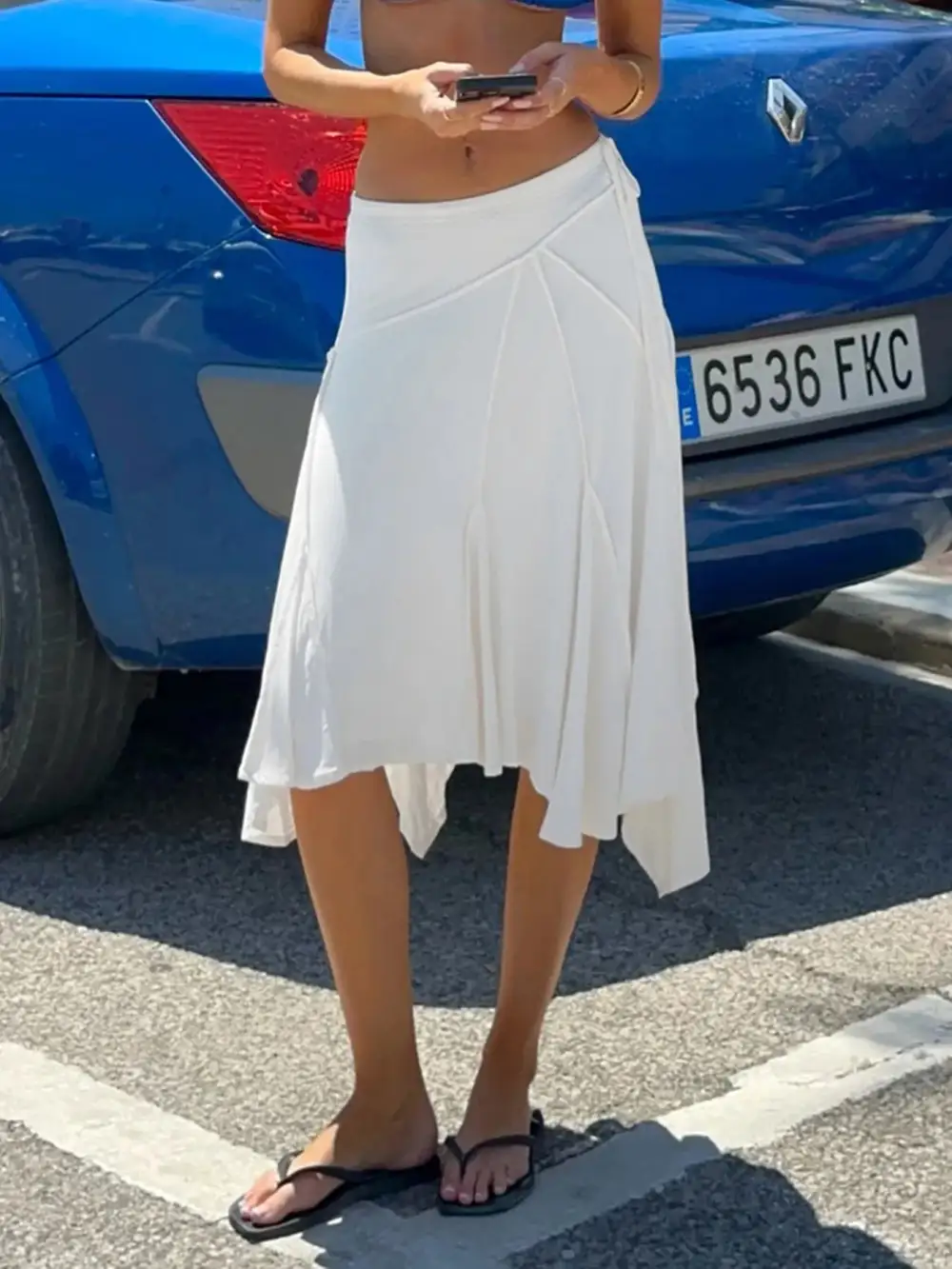 Midi Mini Knit Asymmetric Skirt