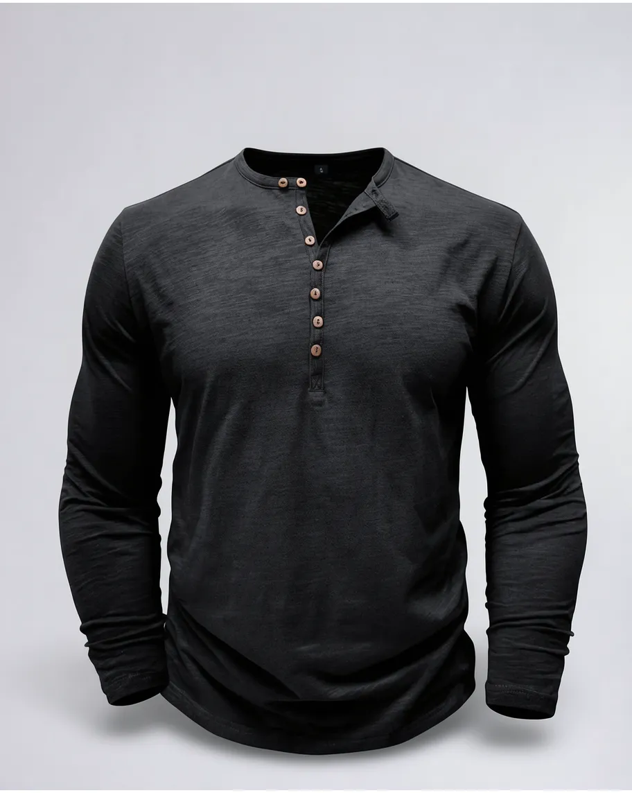 Classic Long Sleeve Henley Shirt