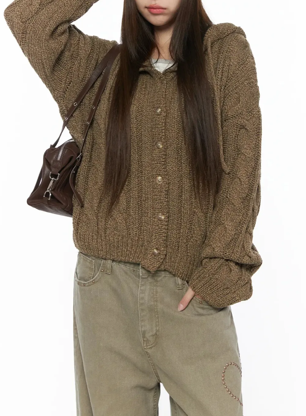 Cable Knit Hooded Cardigan