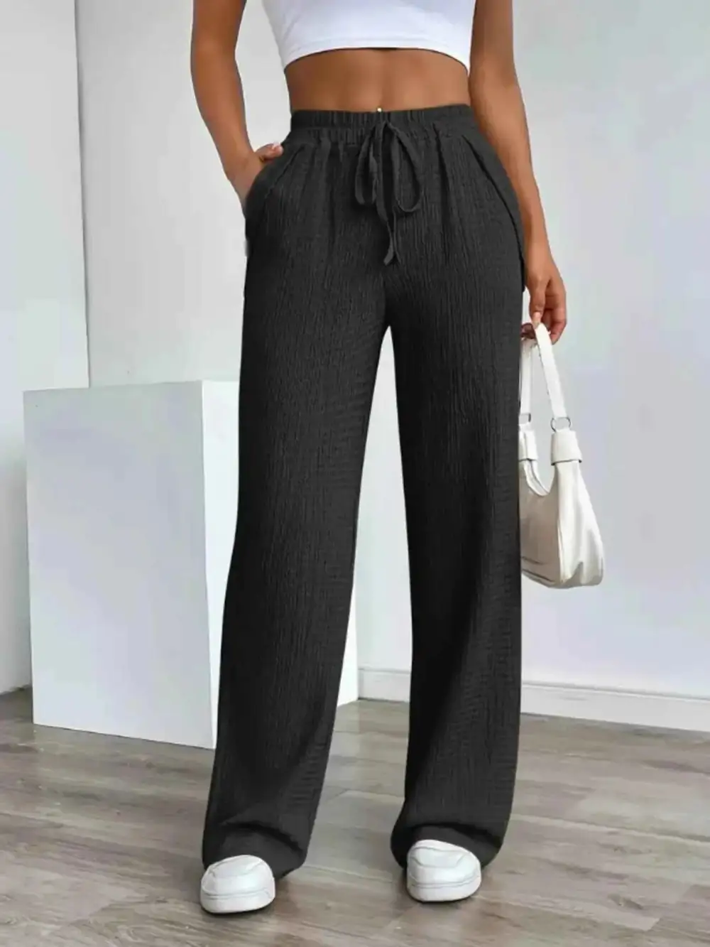 Texture Wide-Leg Pants