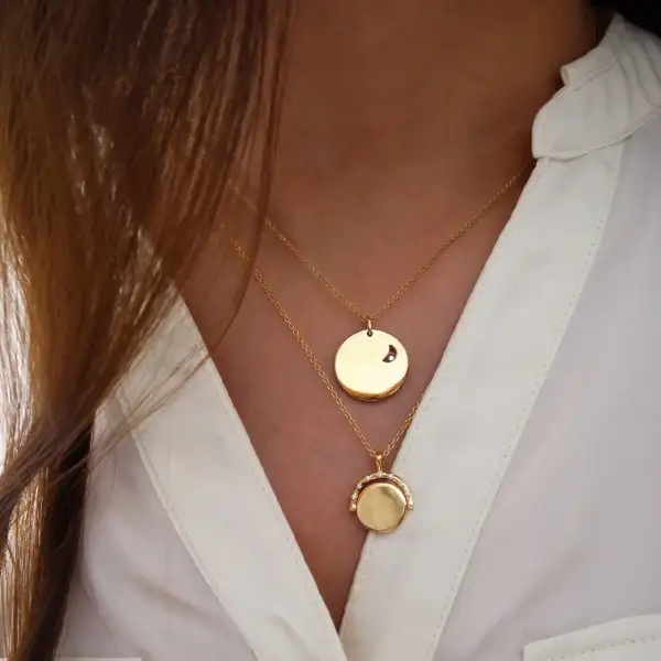 Diamond Moon Medallion Pendant Necklace