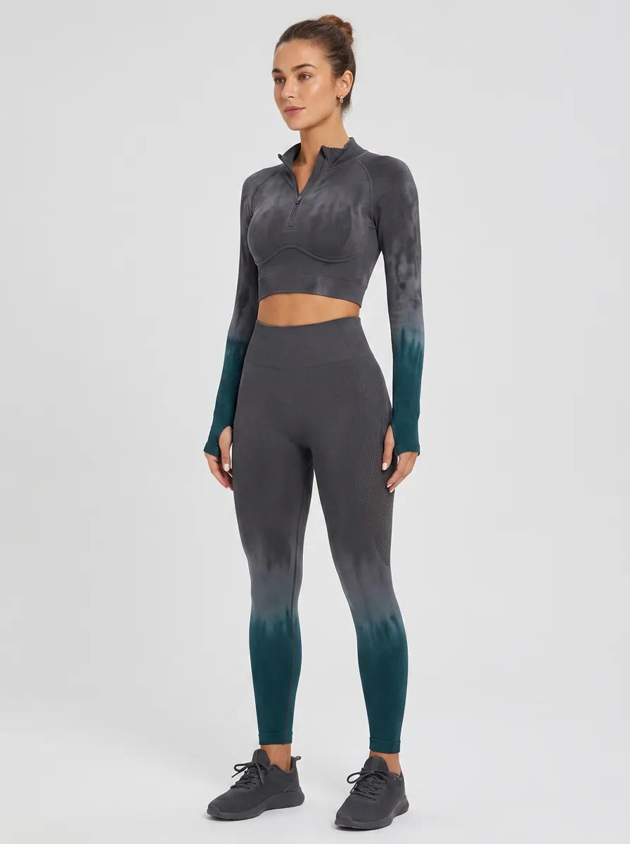 Women's Gym Fitness Tie-Dye Printed Seamless Yoga Set