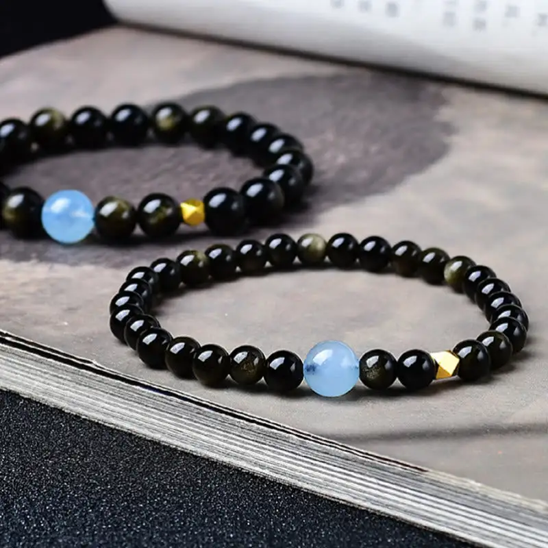 Natural Obsidian Beads Bracelet