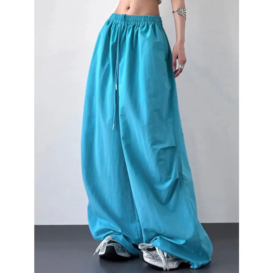 Simple Wide Leg Drawstring Pants
