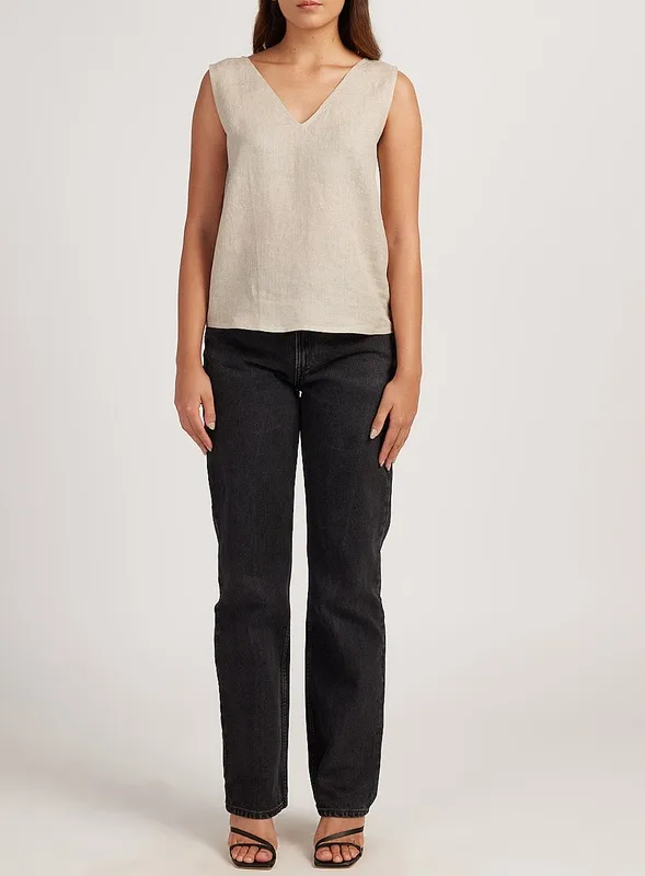 Ginger Linen V-Neck Tank