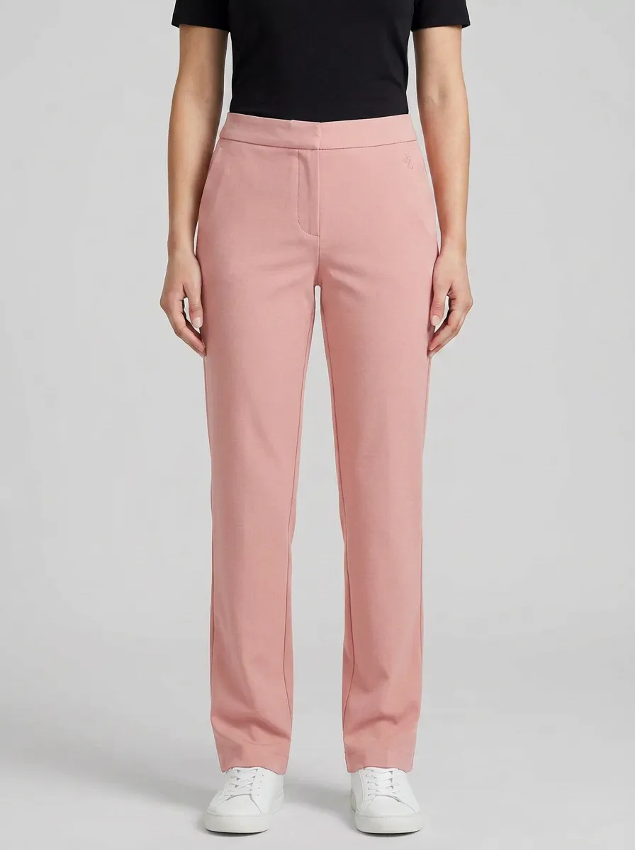 Women's Navy Solid Minimalist Mid-Rise Straight Leg Pants