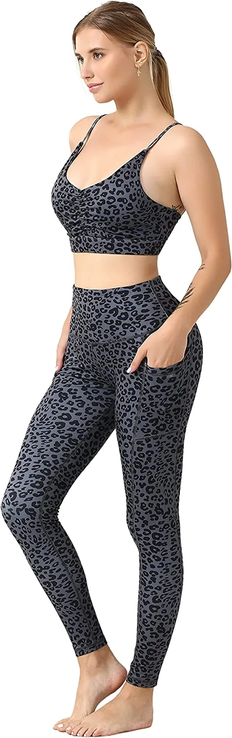 YOUNGCHARM 4 Pack Leggings with Pockets for Women,High Waist Tummy Control Workout Yoga Pants