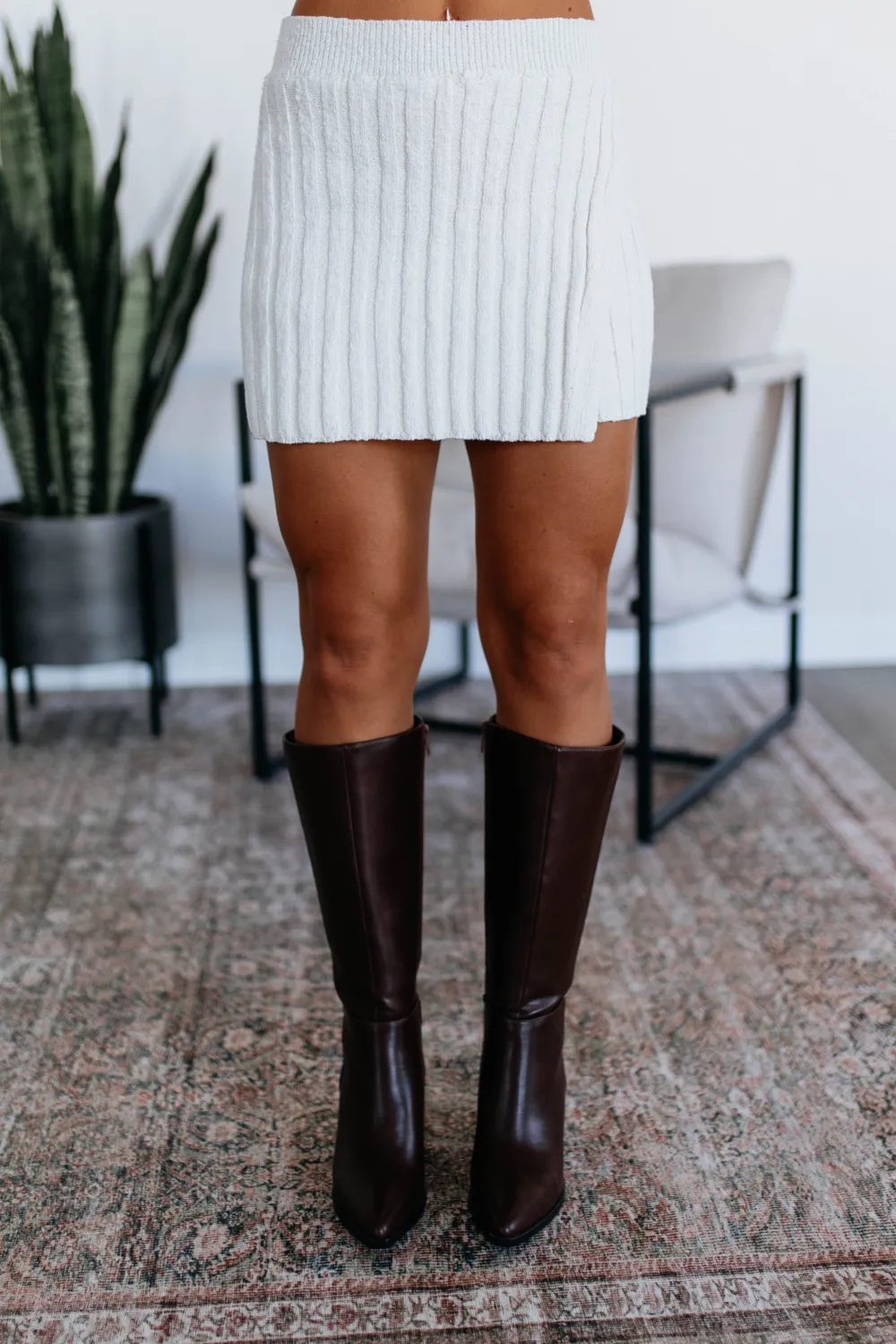 Cotton Knit Ribbed Two-Piece Set