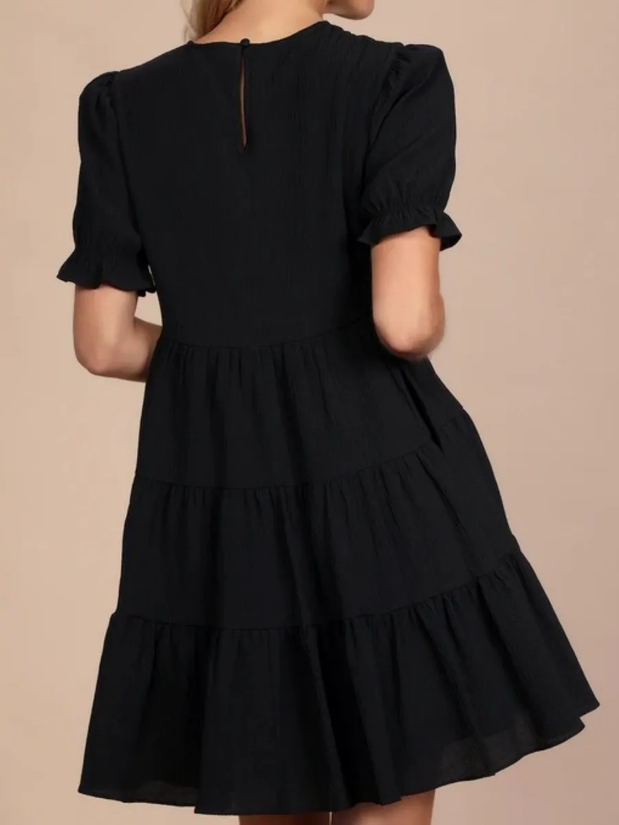 Tiered Round Neck Dress