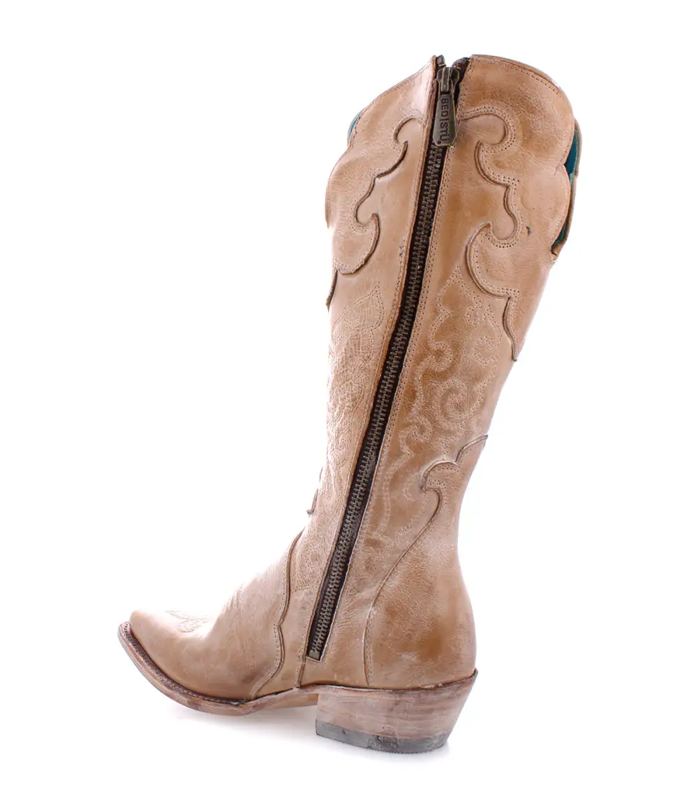 Floral-Stitched Side-Zip Western Boots