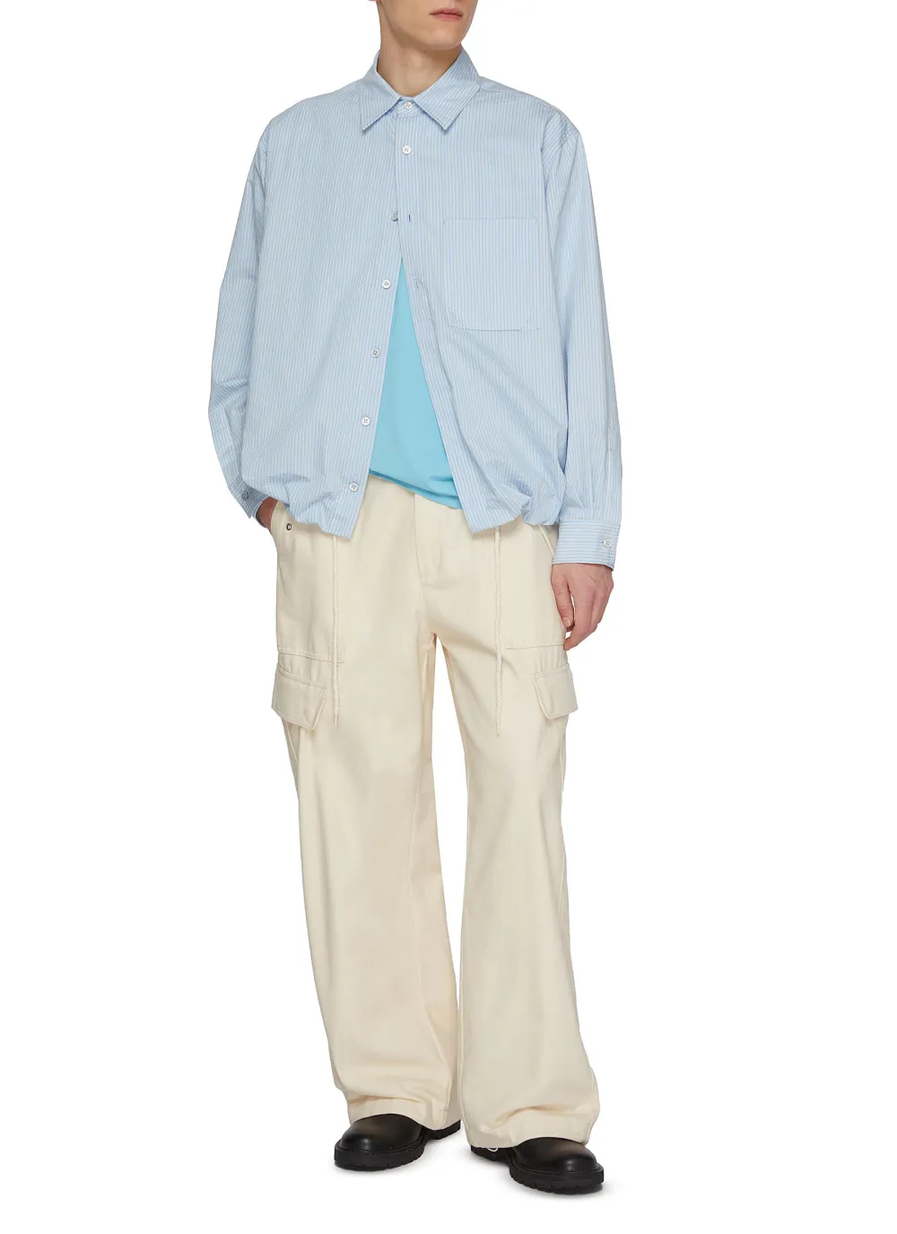 Leisure Simple Point Collar Wrinkle-Resistant Blue Shirt