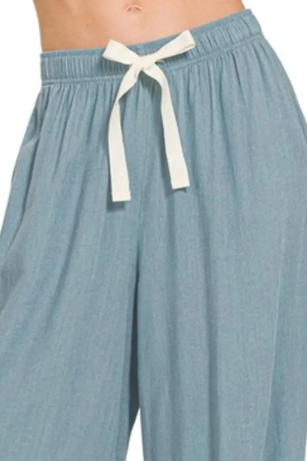 Drawstring Linen Pocketed Casual Pants