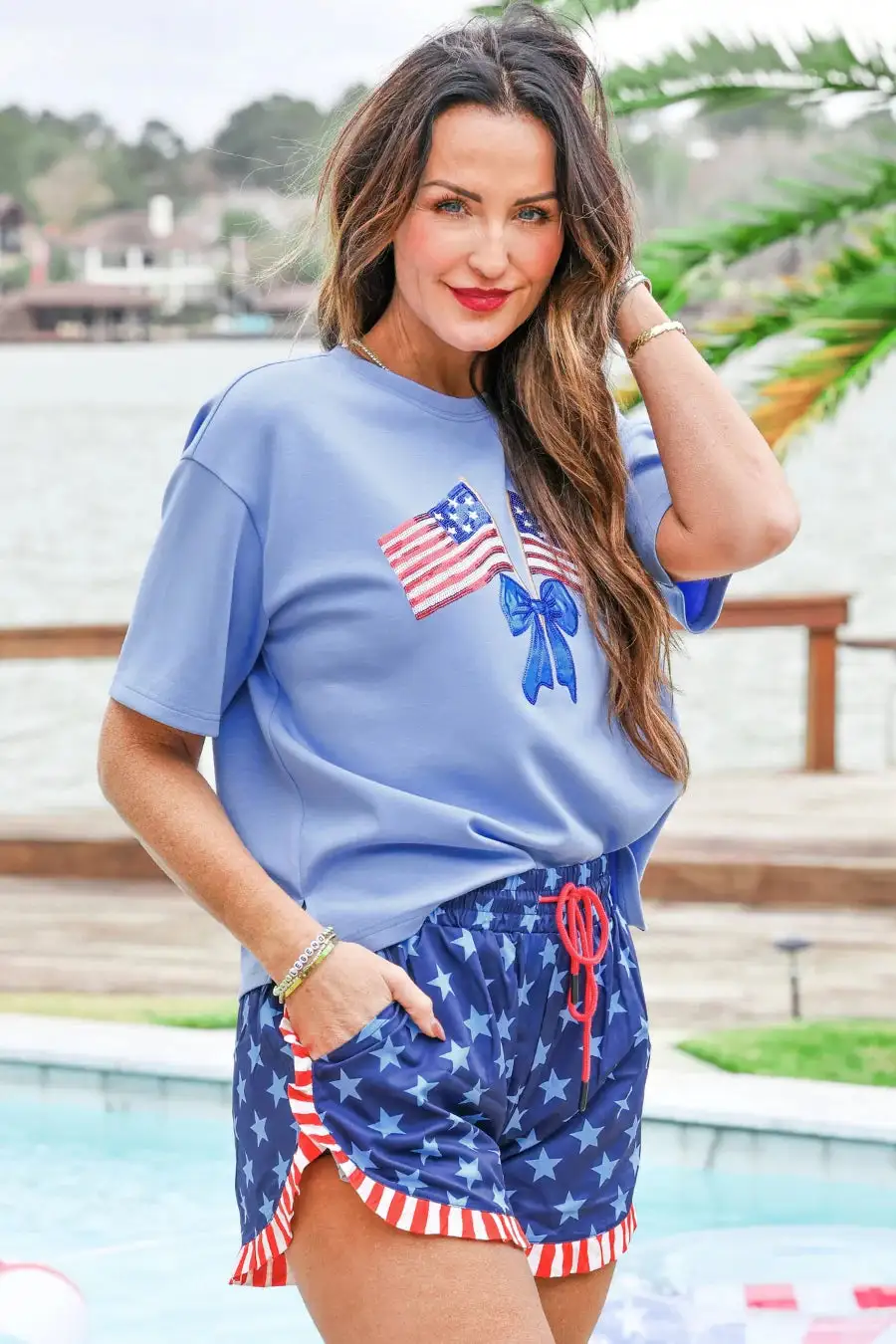 Clean Line Sequin Star Print Shorts