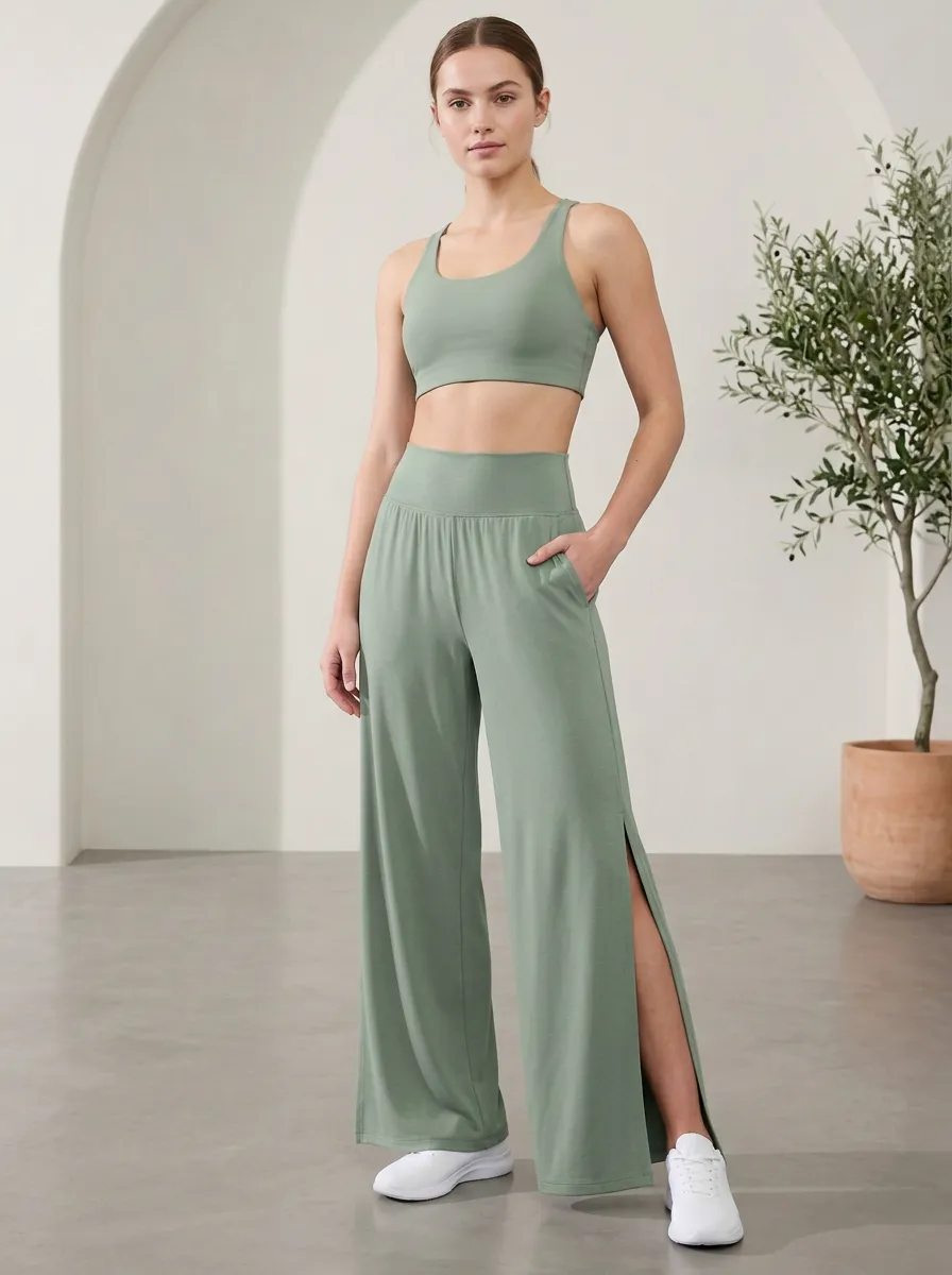 Modern Active Women's Wide Leg Split Hem Active Pants