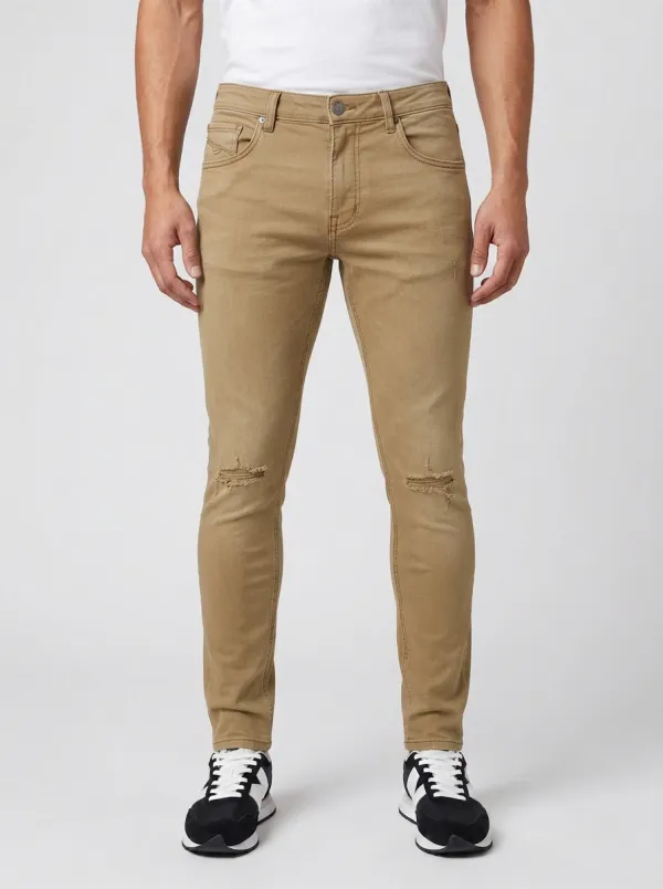Men's Distressed Washed Black Slim-Fit Jeans