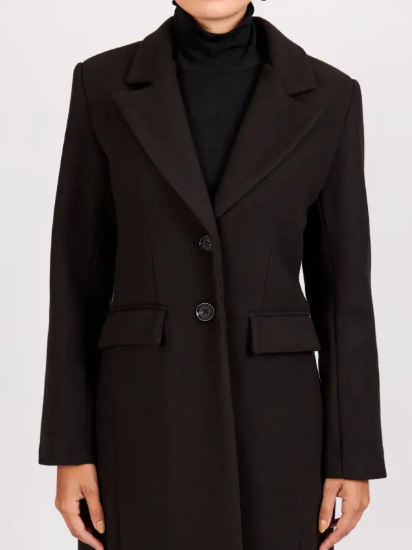 Long Double-Breasted Slim-Fit Coat