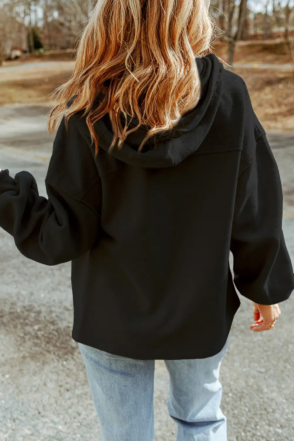 Flap Pocket Drawstring Hood Zip-Up Jacket