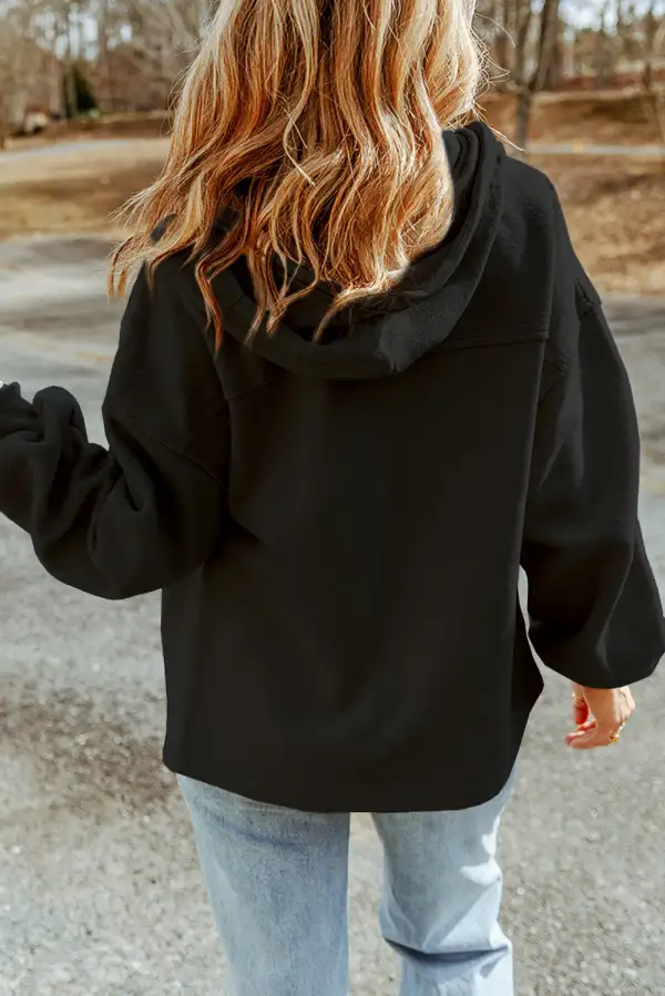 Flap Pocket Drawstring Hood Zip-Up Jacket