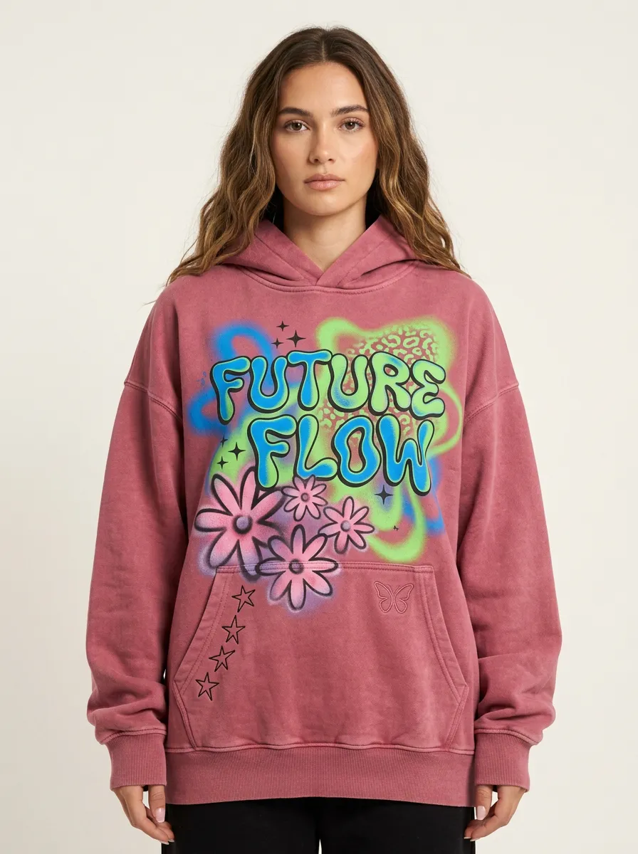 Unisex Streetwear Floral Star Hoodie